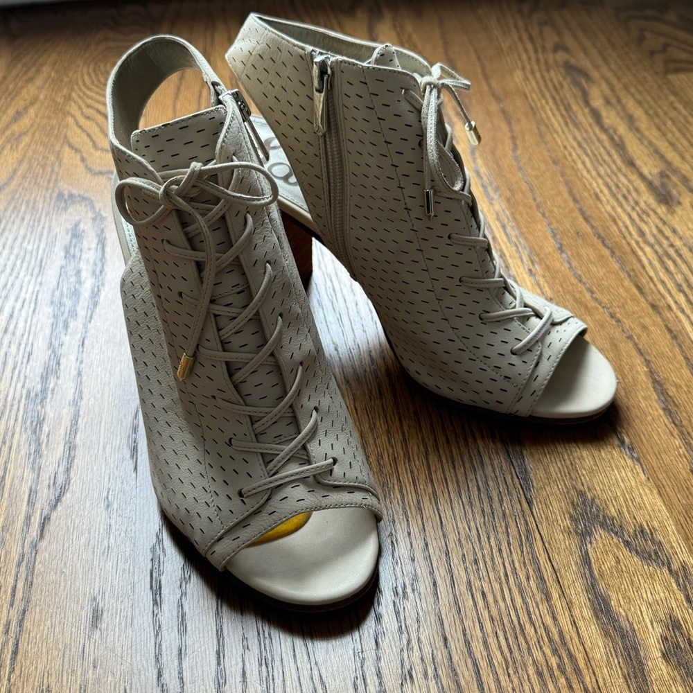 Sam Edelman Beige Perforated Open toe booties Size 8.5